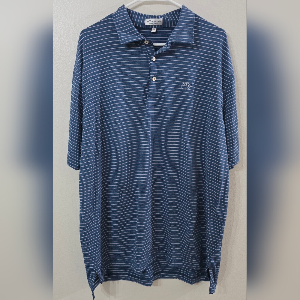 Peter Millar XL Golf Men's Striped Blue Polo Shirt